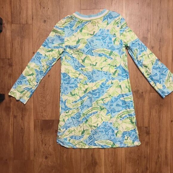 Lilly Pulitzer Gator Alley Aqua Blue Seafoam Green Tropical Tunic Dress Size M - Picture 2 of 7